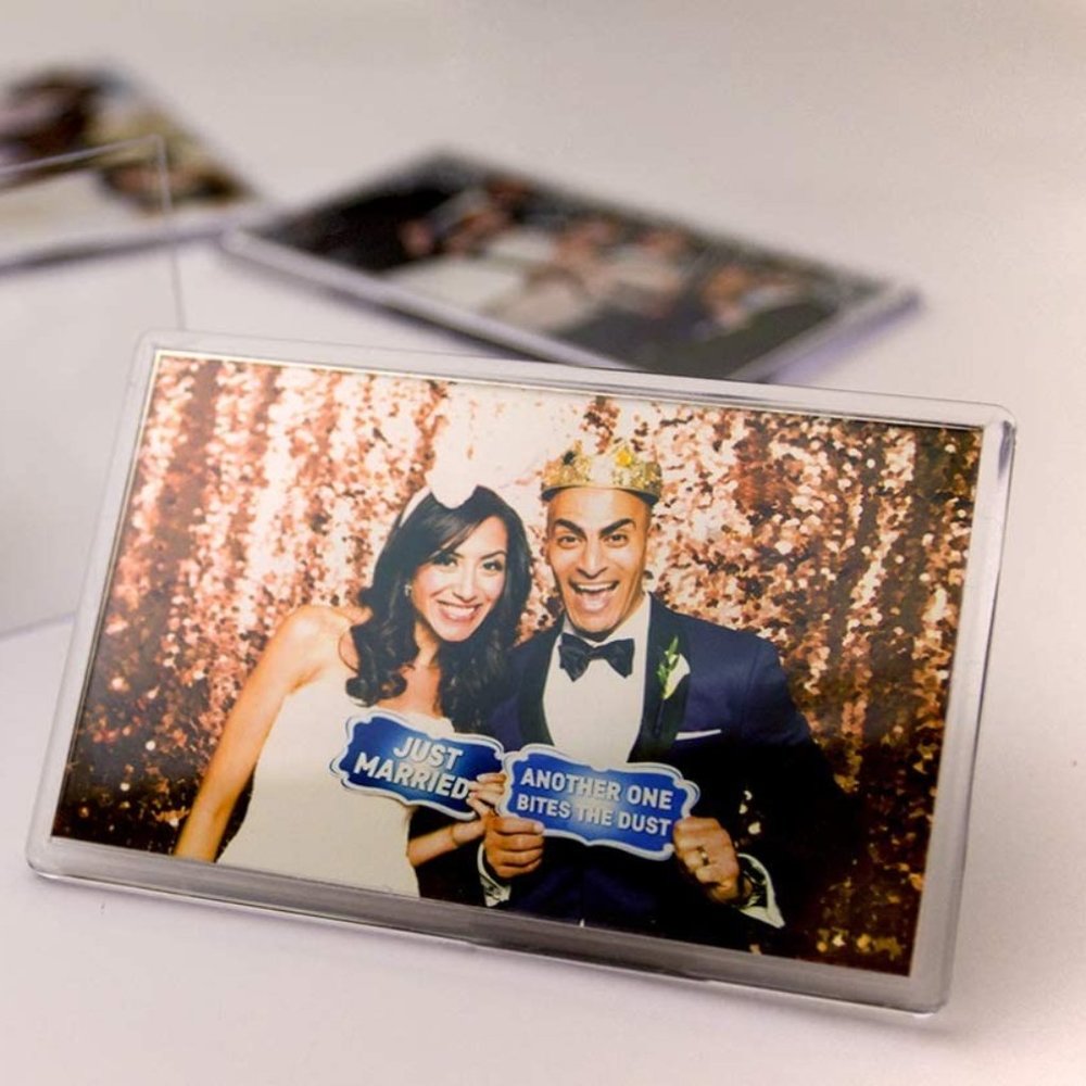 Premium Clear Acrylic Fridge "Photo-Insert" Magnet Frame. 4.1 x 2.6 inches. New!